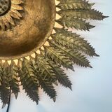 Large wall sconce "Sol" in gilded wrought iron – Spain, 1950s