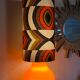 Orange opaline table lamp and vintage fabric