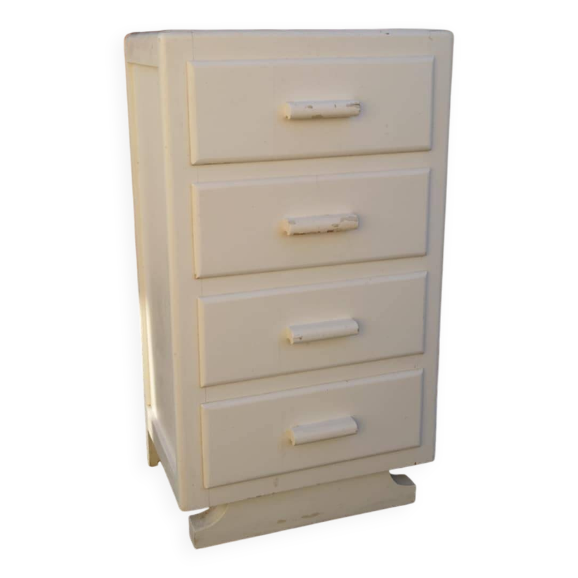 Art Deco chest of drawers in white painted wood with 4 drawers
