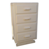 Art Deco chest of drawers in white painted wood with 4 drawers