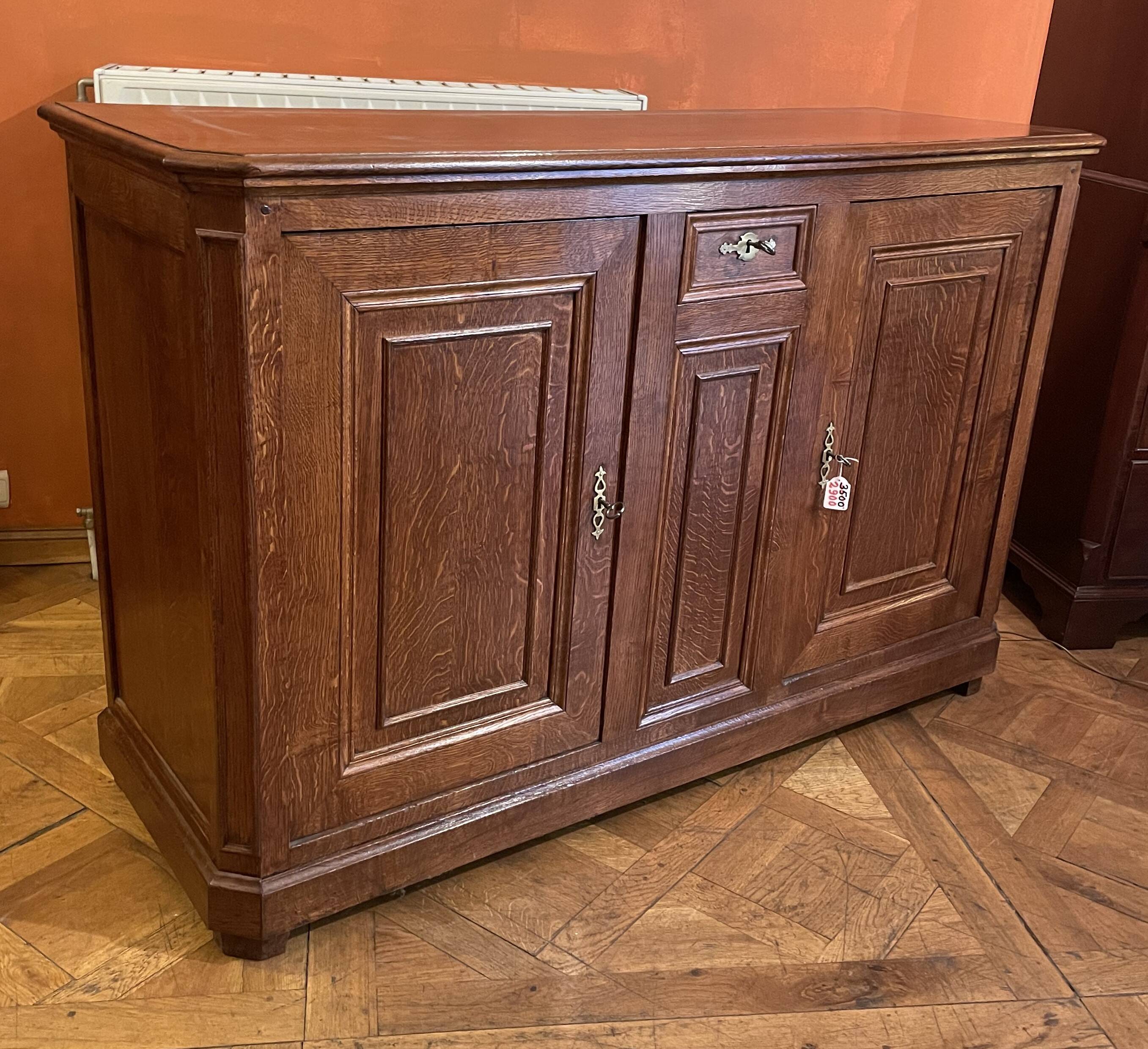 Large Oak Sideboard with Two Doors - 19th Century