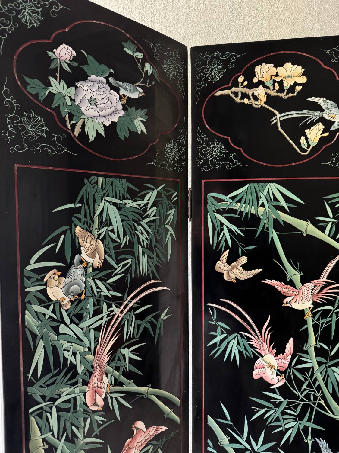 Antique Chinese lacquer screen