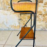 Vintage oak bedside table with black metal legs circa 50s/60s