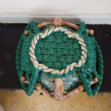 Plat en faience tressee feuilles de vigne ceramique ancienne xxe
