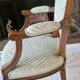 Ancien fauteuil en noyer style Louis XVI – Vert d'eau & crème – Fin XIXe