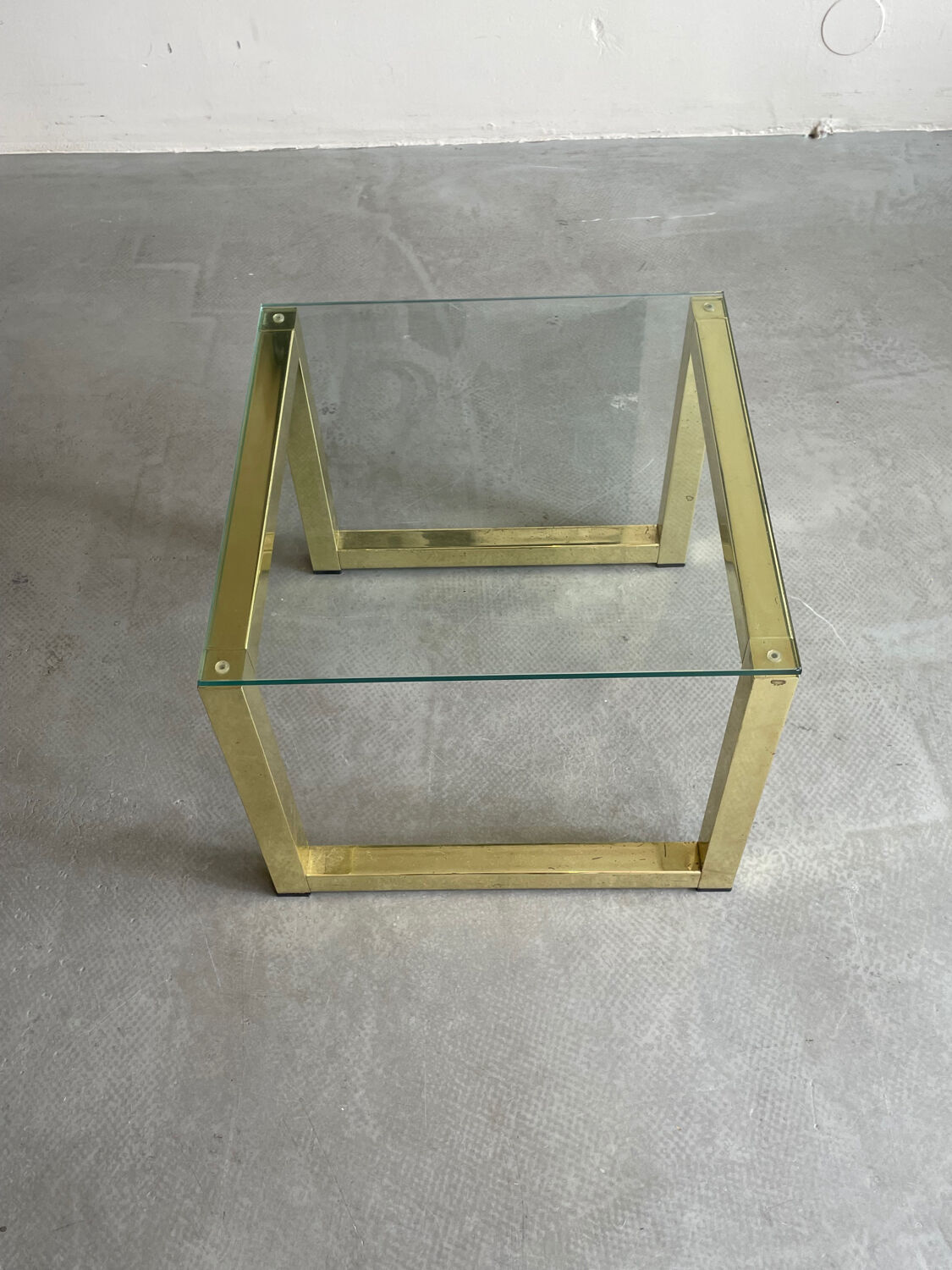 Coffee Table in Gold Brass Glass