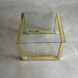 Table basse en verre laiton doré