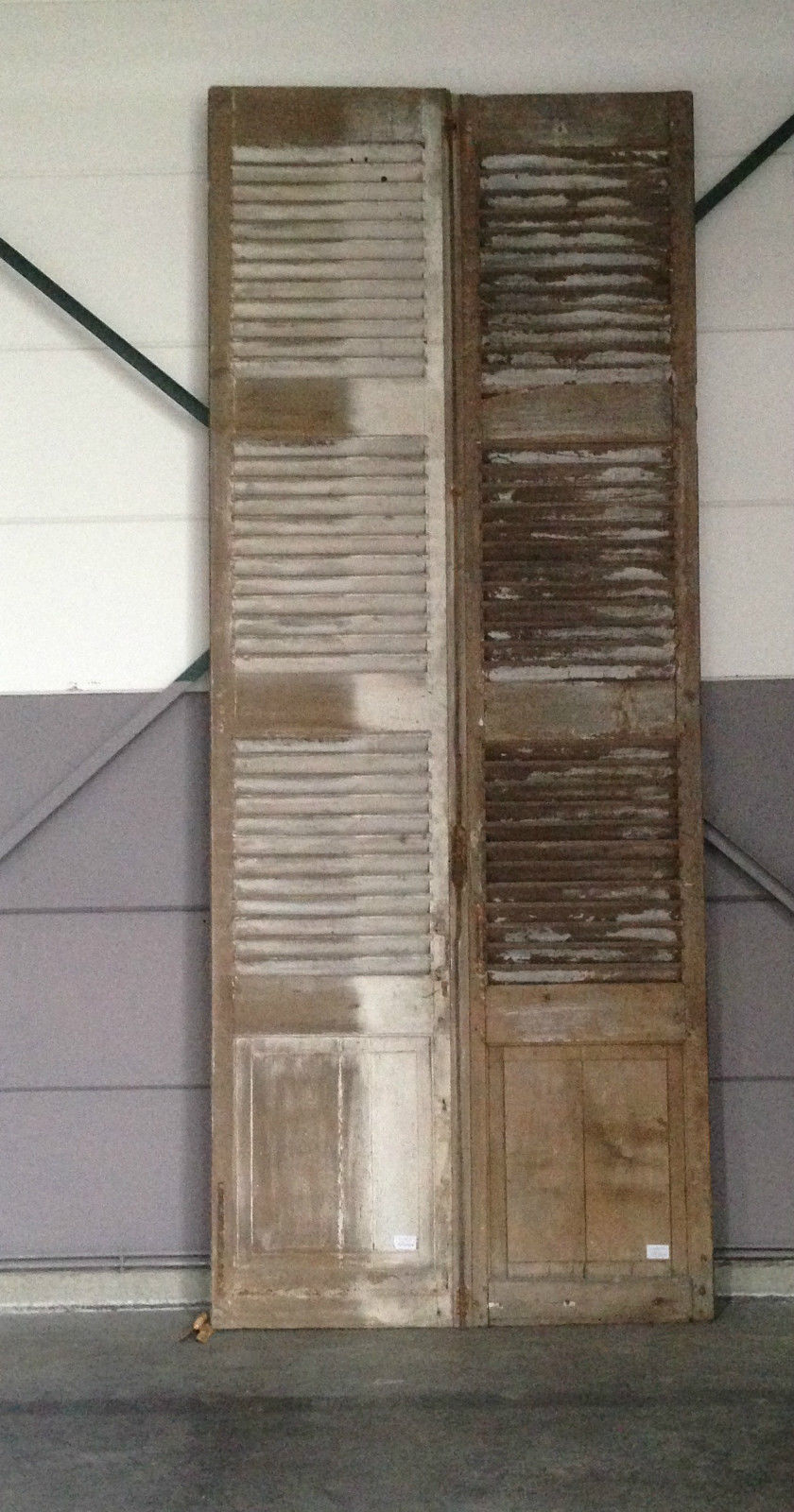 Pair of solid oak louvered shutters