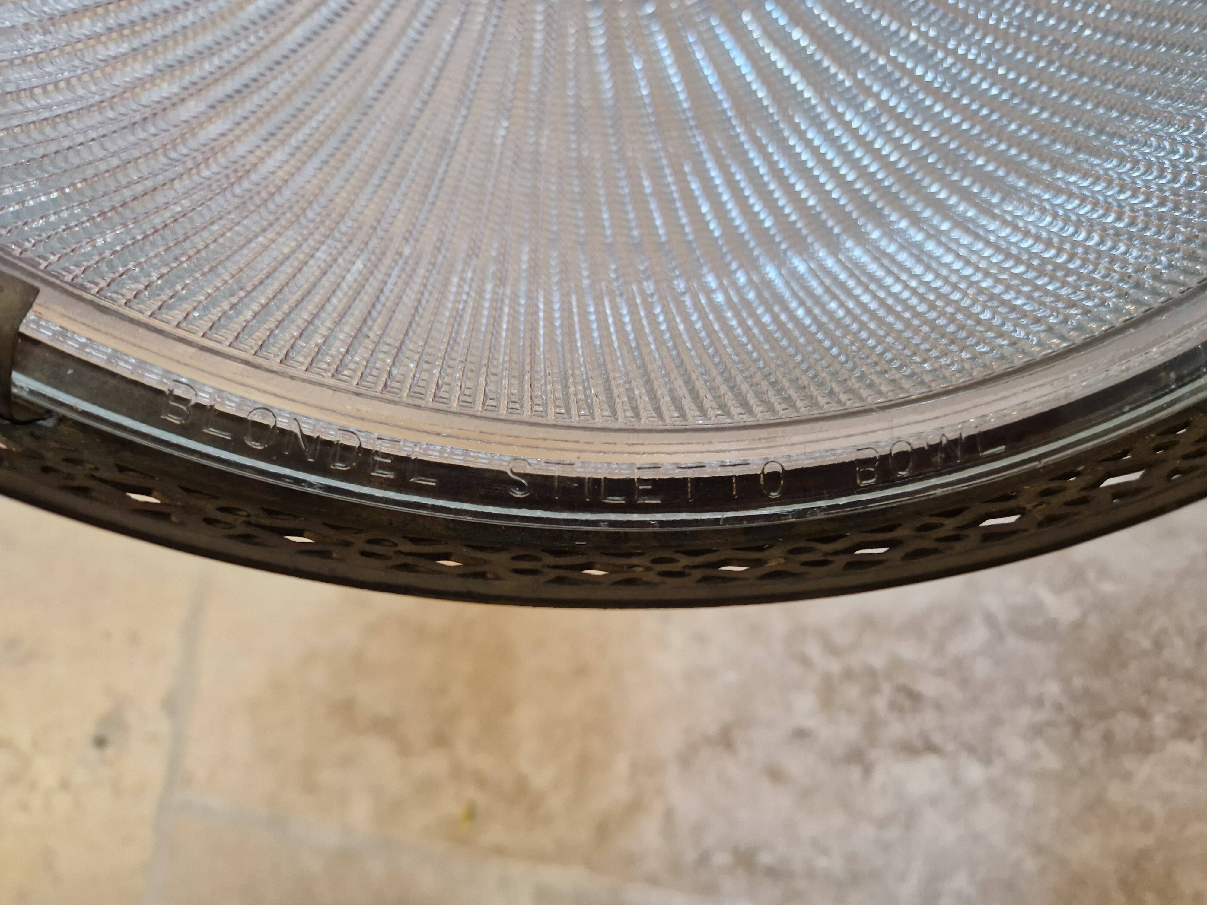 Grande suspension Holophane en verre prismatique, années 1920-30