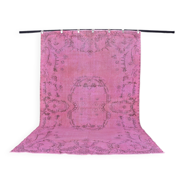 Tapis Oushak rose vintage
