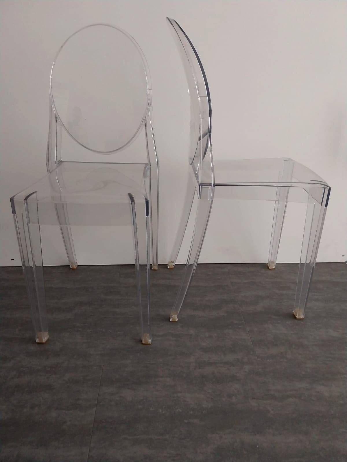 Pair of Victoria Ghost chairs by Starck for Kartell