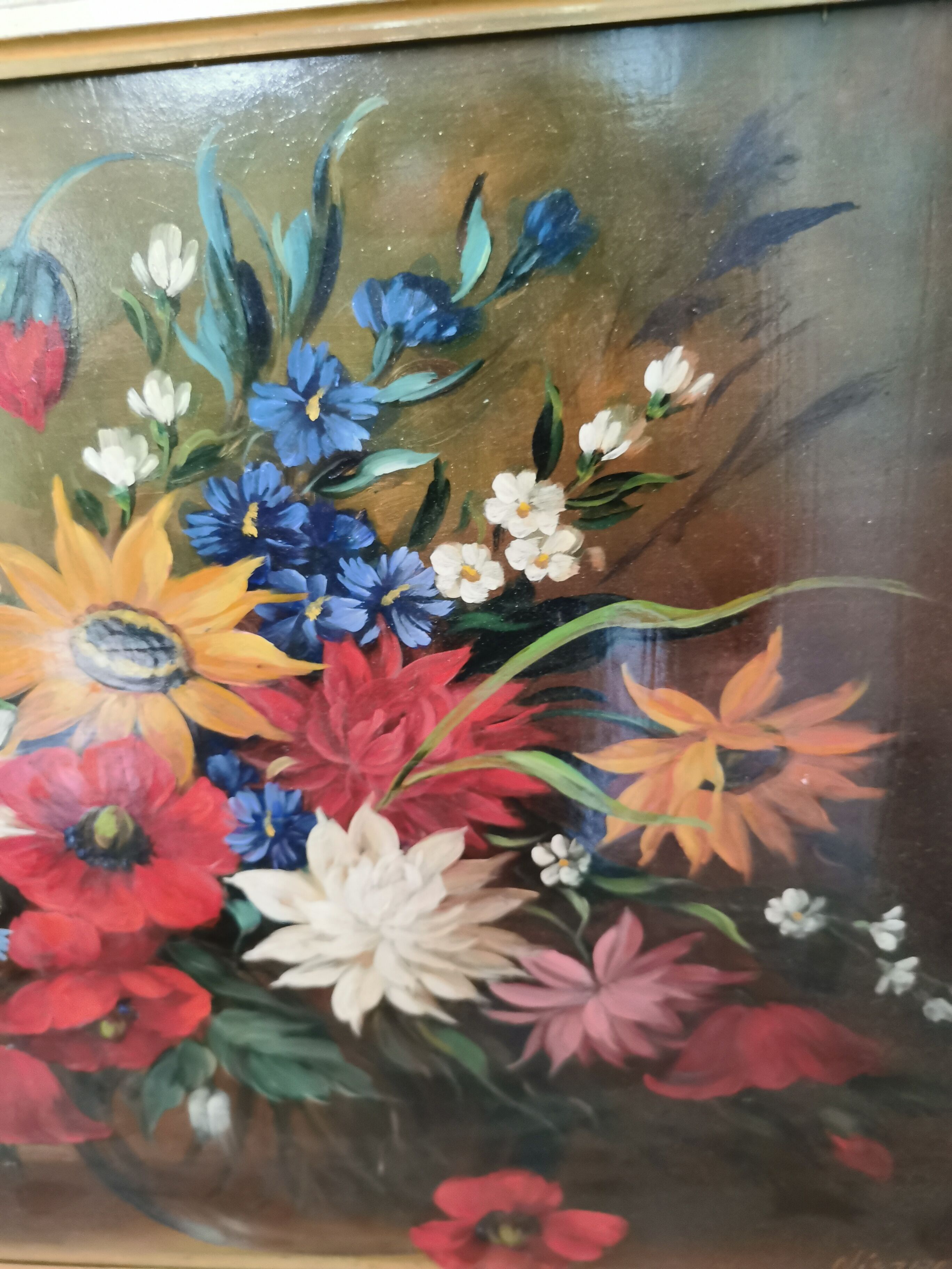 Painting bouquet of flowers in a vase