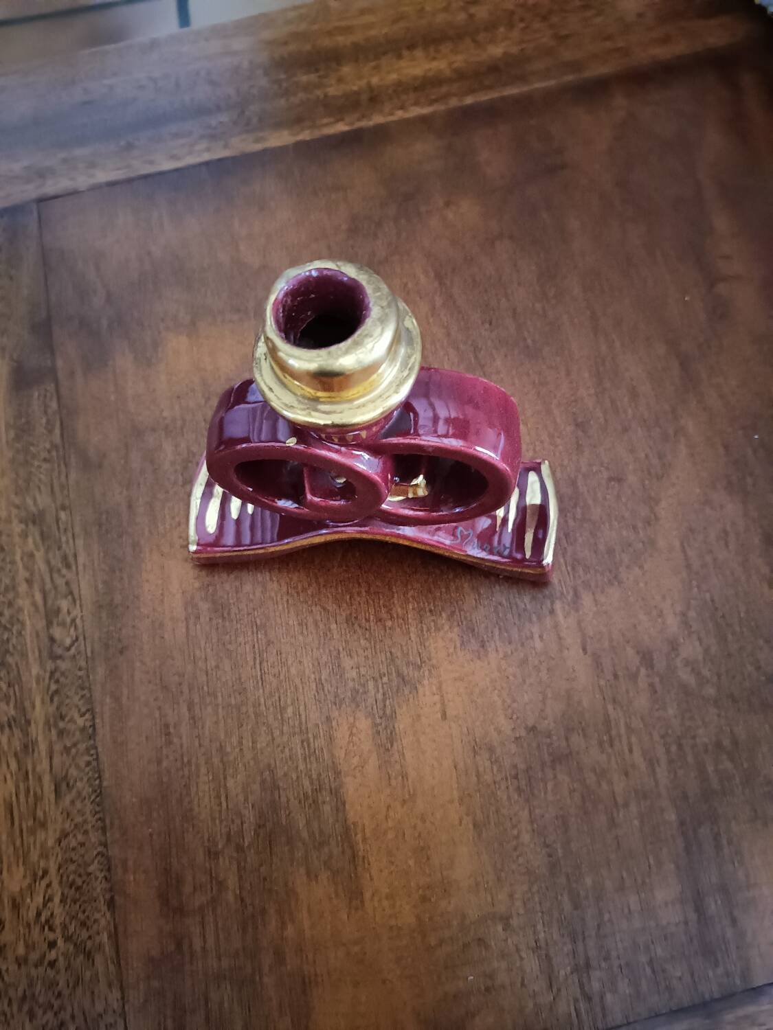 Art deco candle holder. Bordeaux