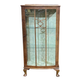 1950s English walnut display cabinet
