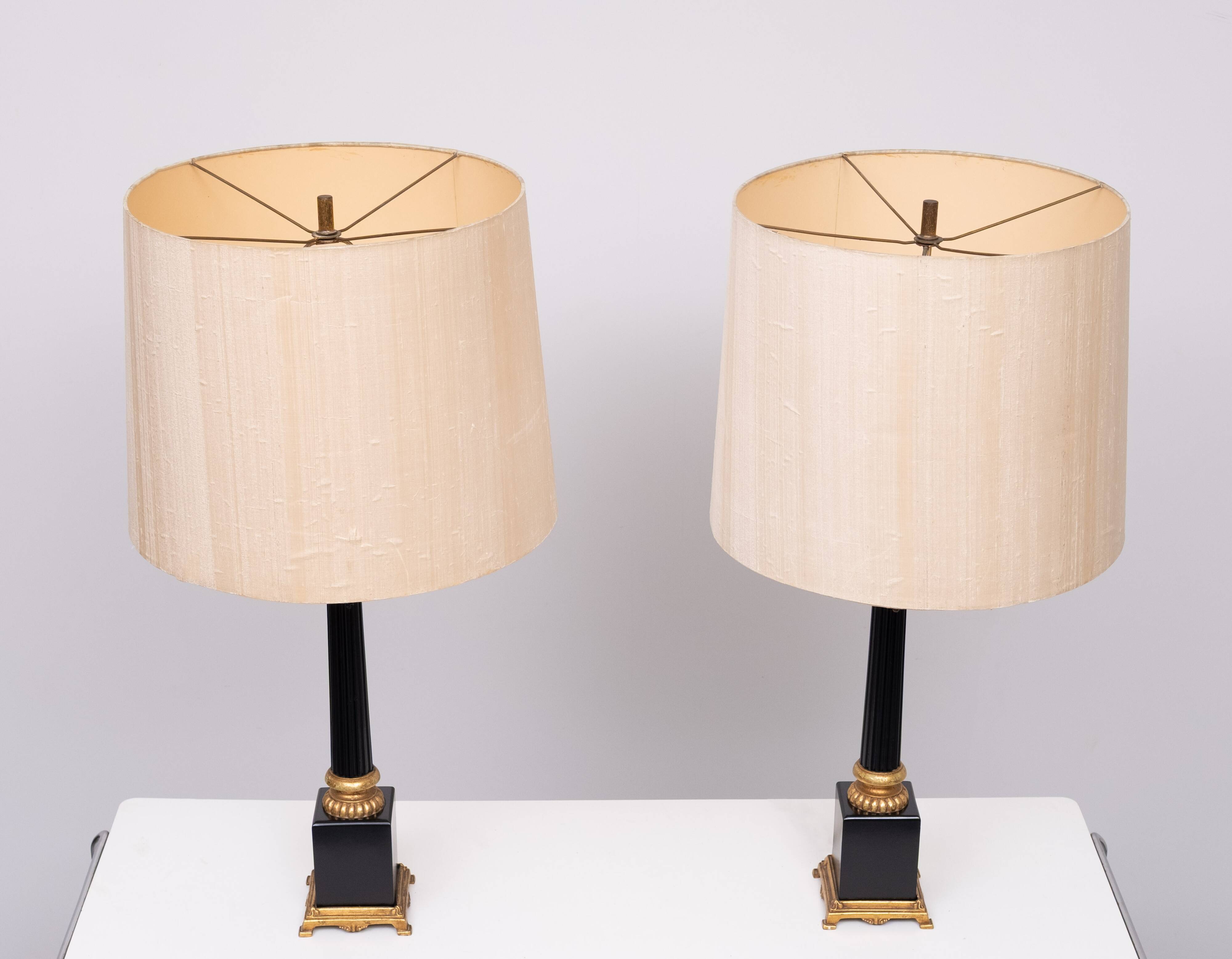 pair Large Colum Table lamps by Loevsky & Loevsky USA 1970s
