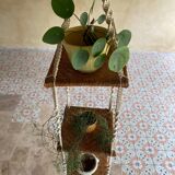 Bamboo and macrame plant holder