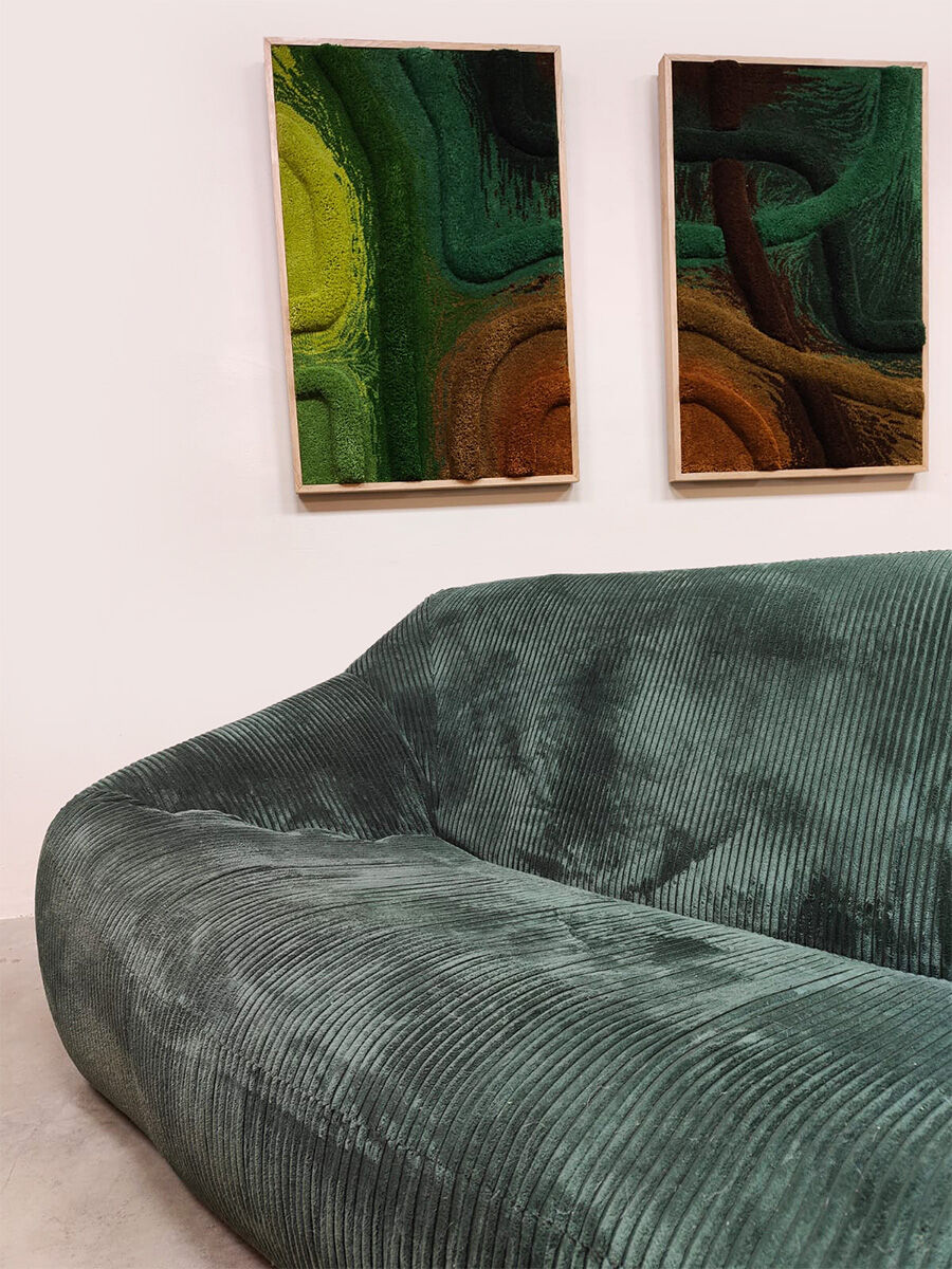 Vintage design corduroy lounge sofa 1970