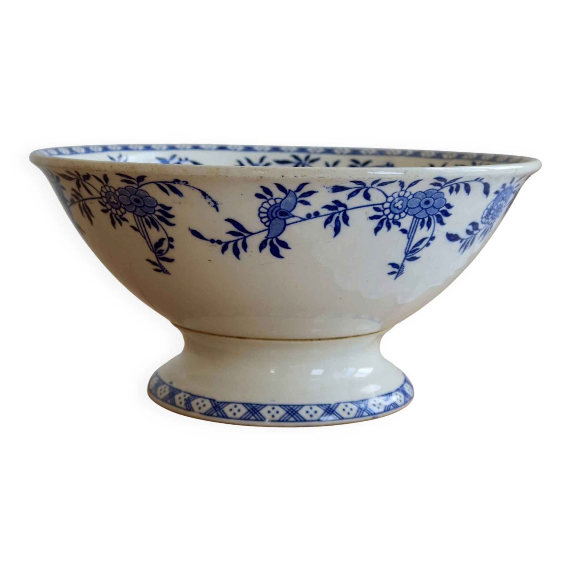 Saladier ancien porcelaine de Dresde bleu blanc