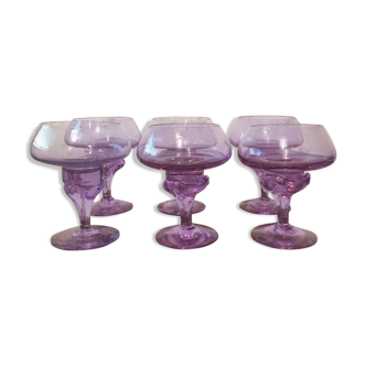 6 dessert cups moulded glass