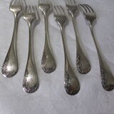 6 vintage silver metal forks