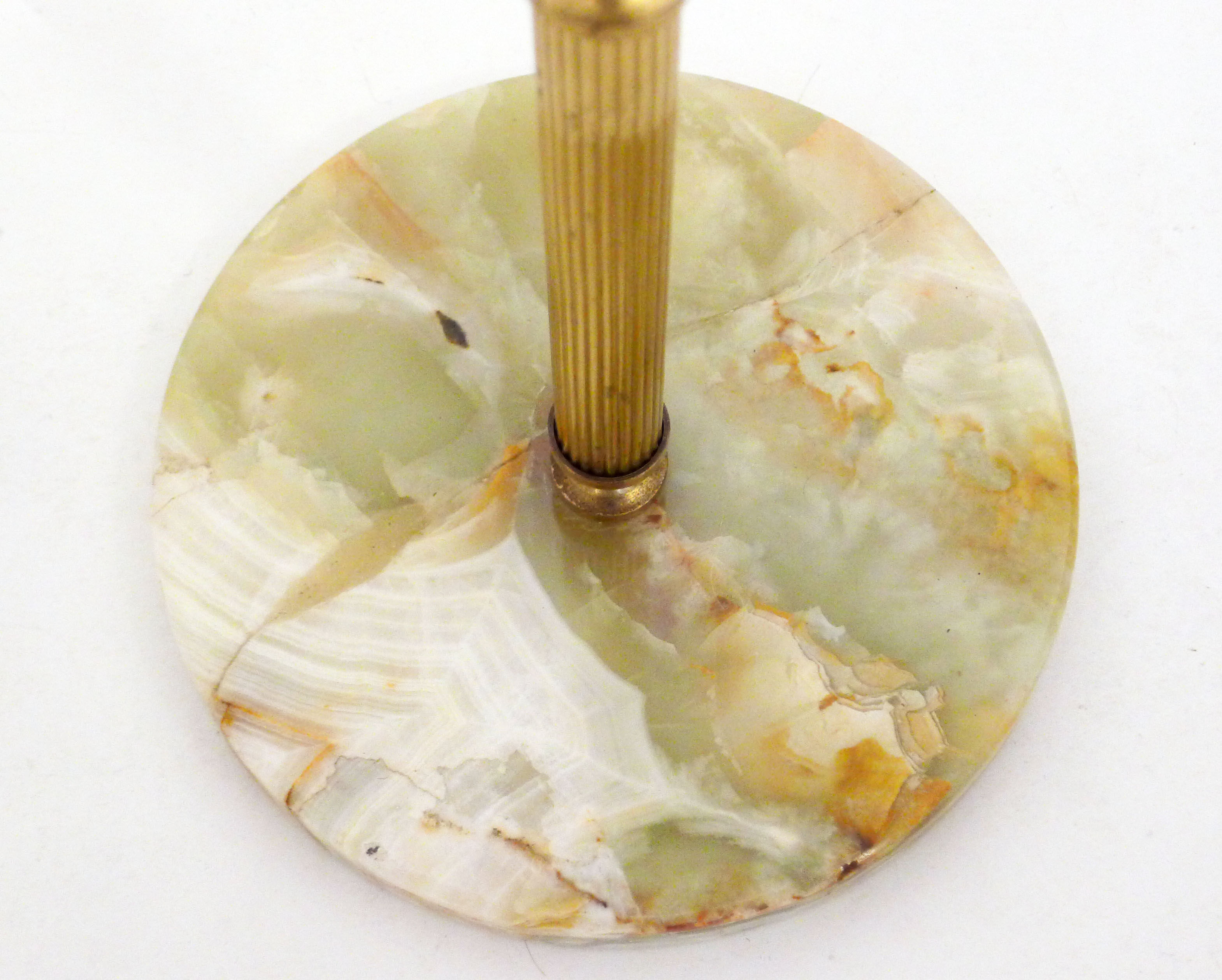 Standing ashtray, onyx & brass