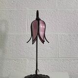 Flower lamp in bronze metal and glass paste