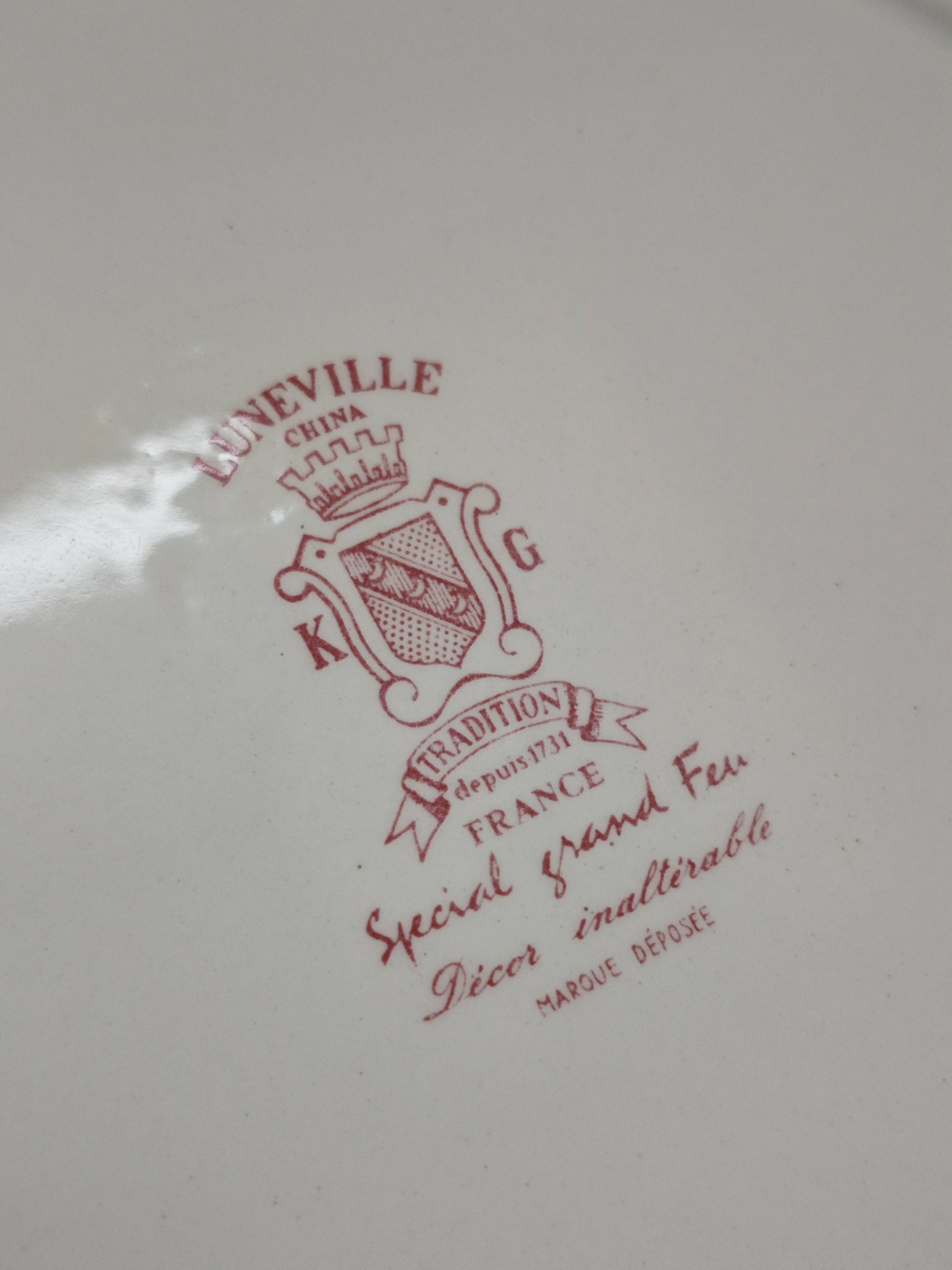 Set of 11 flat plates KG Lunéville Service Fleurs des Indes