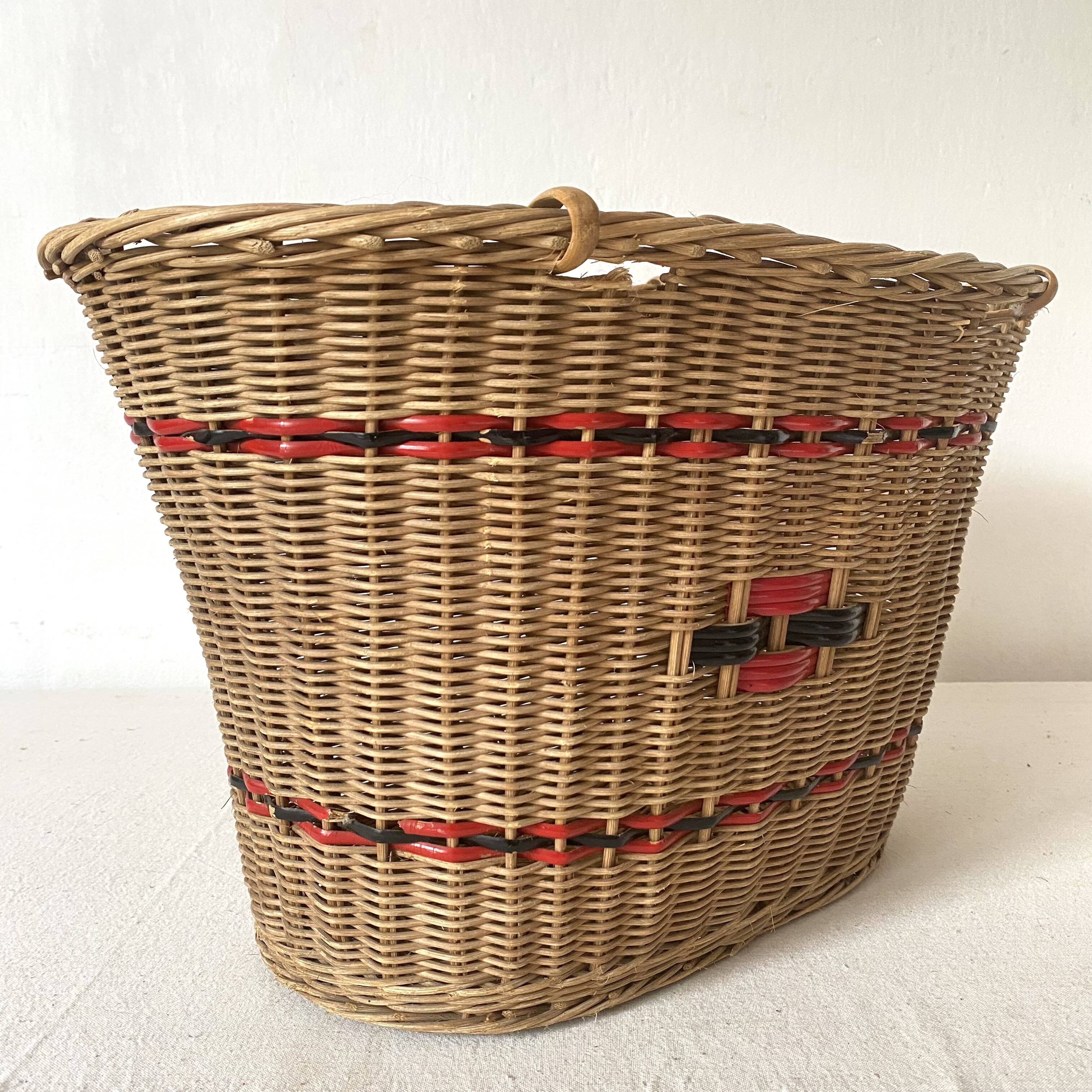 Vintage woven rattan basket from the 50s-60s