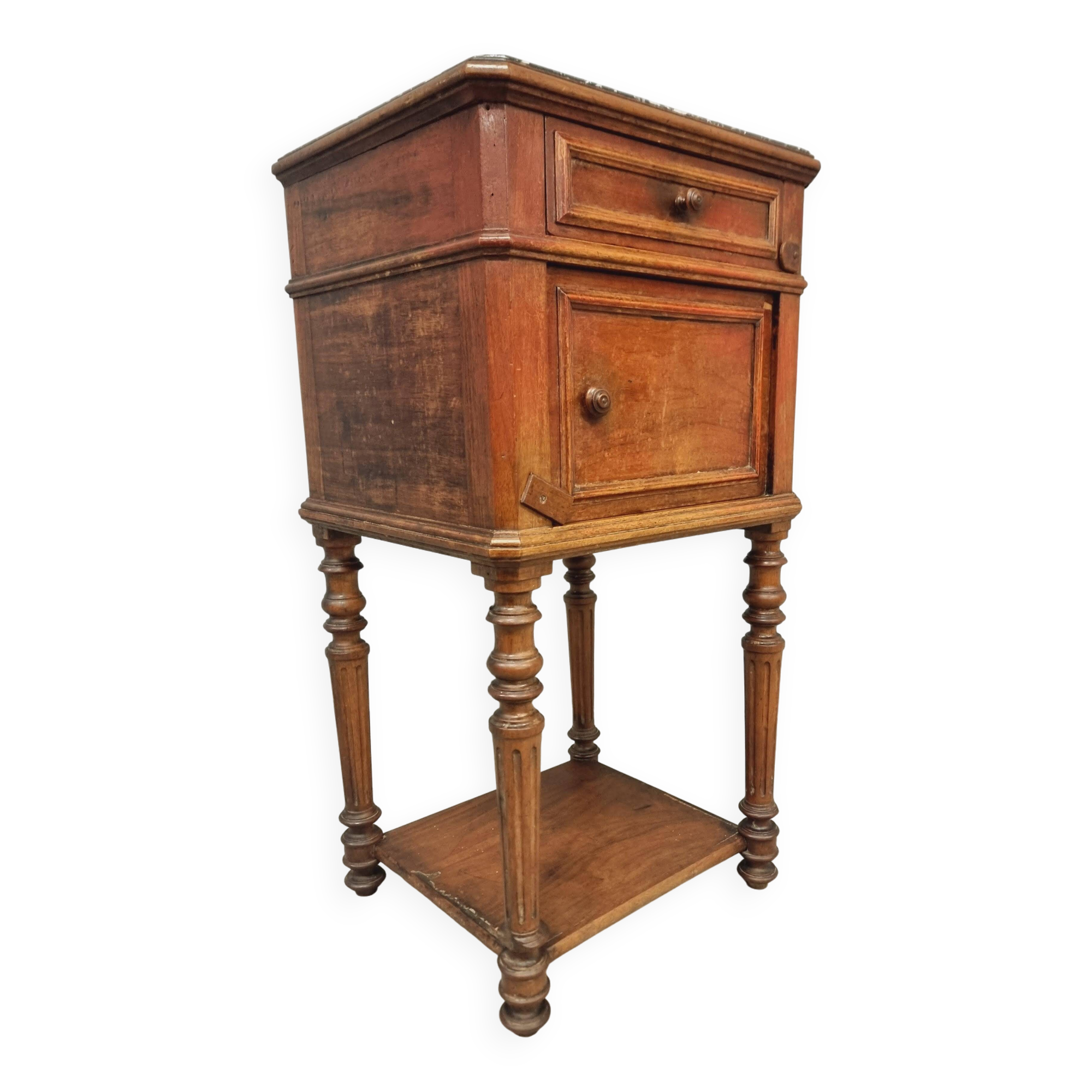 Antique bedside table sideboard with marble 40 x 77 cm