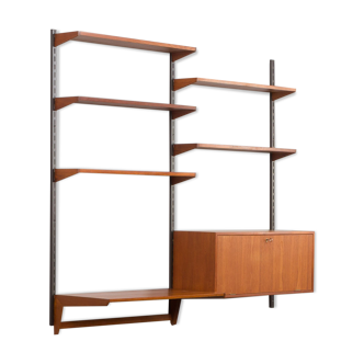 Danish two-bay wall unit in teak with secretaire by Kai Kristiansen for FM Mobler, 1960s