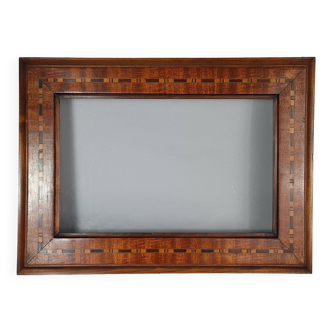 Cadre ancien Art déco bois marqueté 49,5x36 feuillure 36,5 à 38x23/24,5 cm SB576