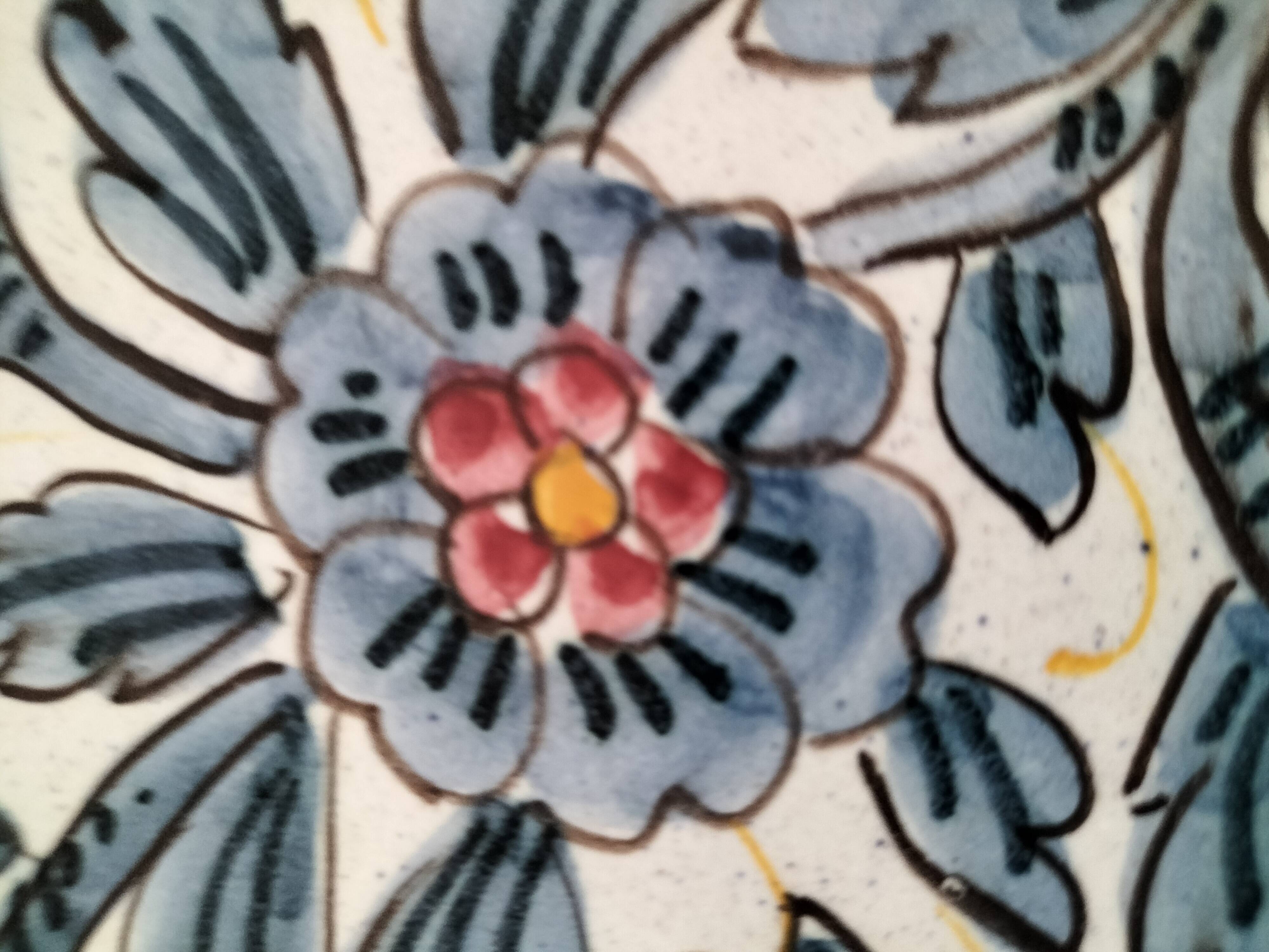 Italian earthenware plate signed CA Deruta – hand-painted floral decoration