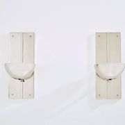 Pair of modernist wall lights by Claude Parent, nickel-plated steel, 1992.