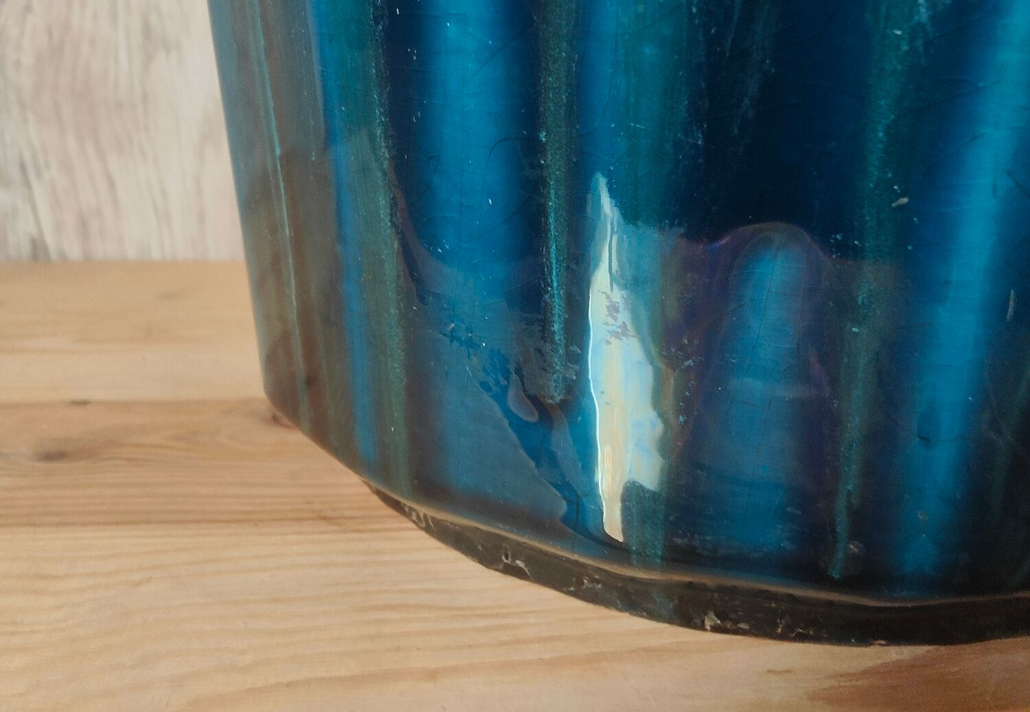 Iridescent Art Deco earthenware planter