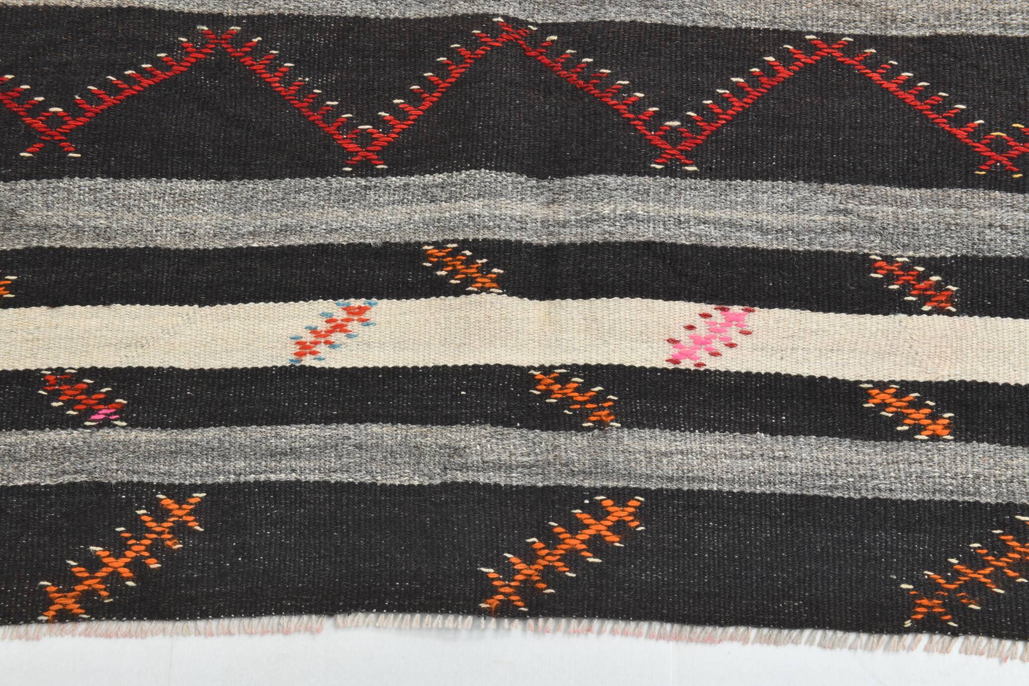 7x10 Contemporary Striped Kilim Area Rug, 204x300Cm