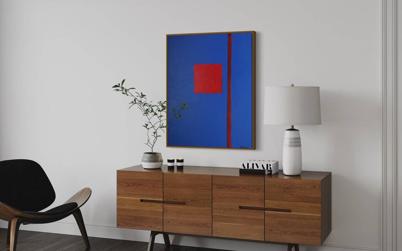 That blue 100x80cm canvas signed.