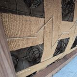 1950s, Danish 2-seater sofa, cherry-red furniture velour, ash wood.