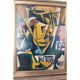 Mid 20th Century Cubist Portrait of Female Mixed-Media Painting
