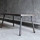 Brutalist coffee table in metal and lava stone, 1960s