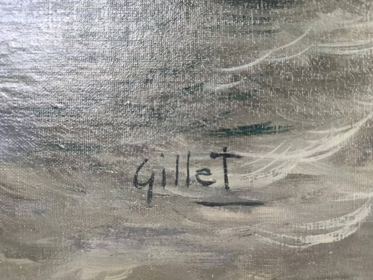 19th Century Marine Oil on canvas Gillet sailboats The tartanes 60 x 122cm