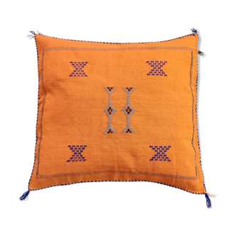 Moroccan sabra orange cactus silk cushion 47x47cm