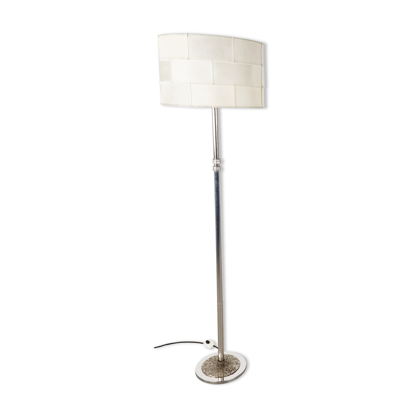 Chrome brutalist floor lamp, 1970s