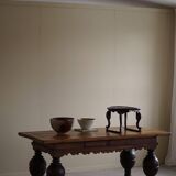 19th-century baroque dining table/desk in oak, Danish cabinetmaker.