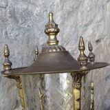 Applique murale vintage française avec lanterne en verre taillé