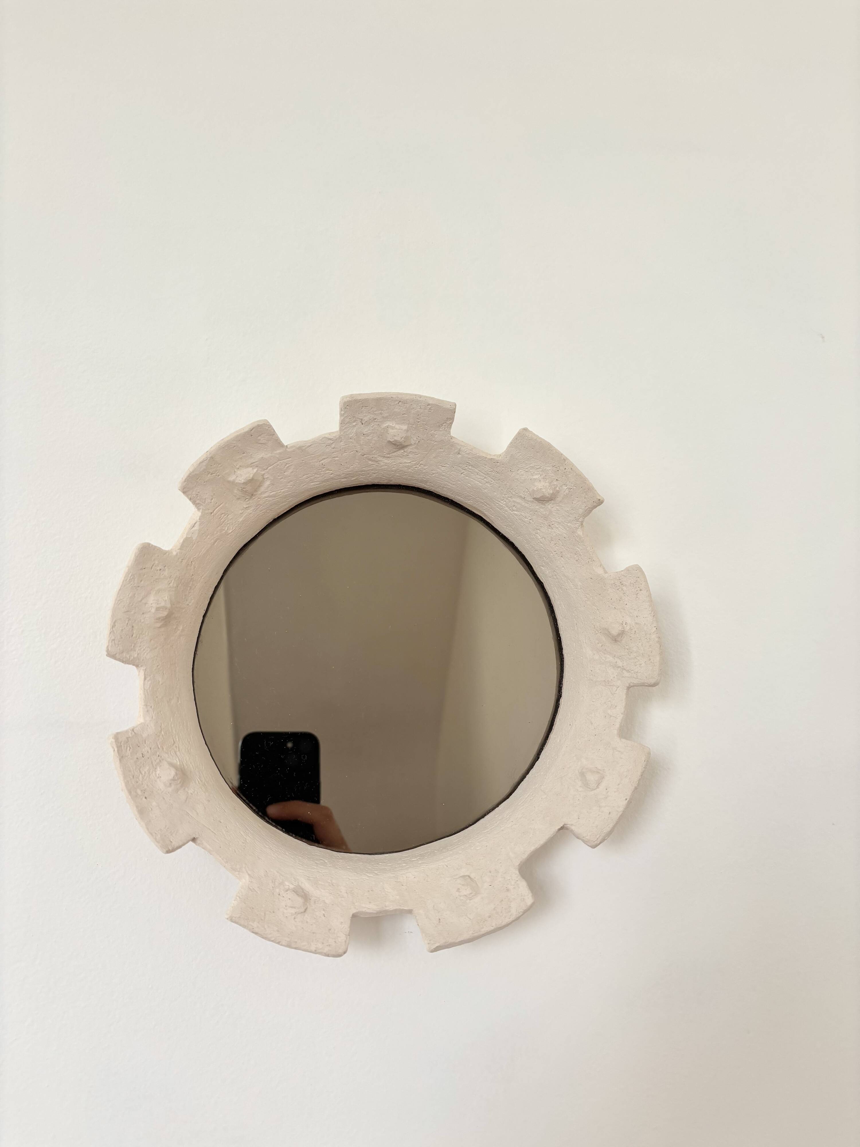 Contemporary French ceramic mirror, "Gioielli" by Renzo Maar.