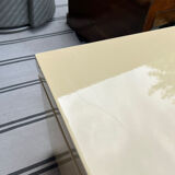 Vintage Bedside Table Jean-Claude Mahey - Beige Lacquer & Brass (Year)