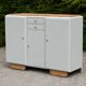 Renovated vintage buffet in Mado style – Celadon Libéron and natural wood – 13