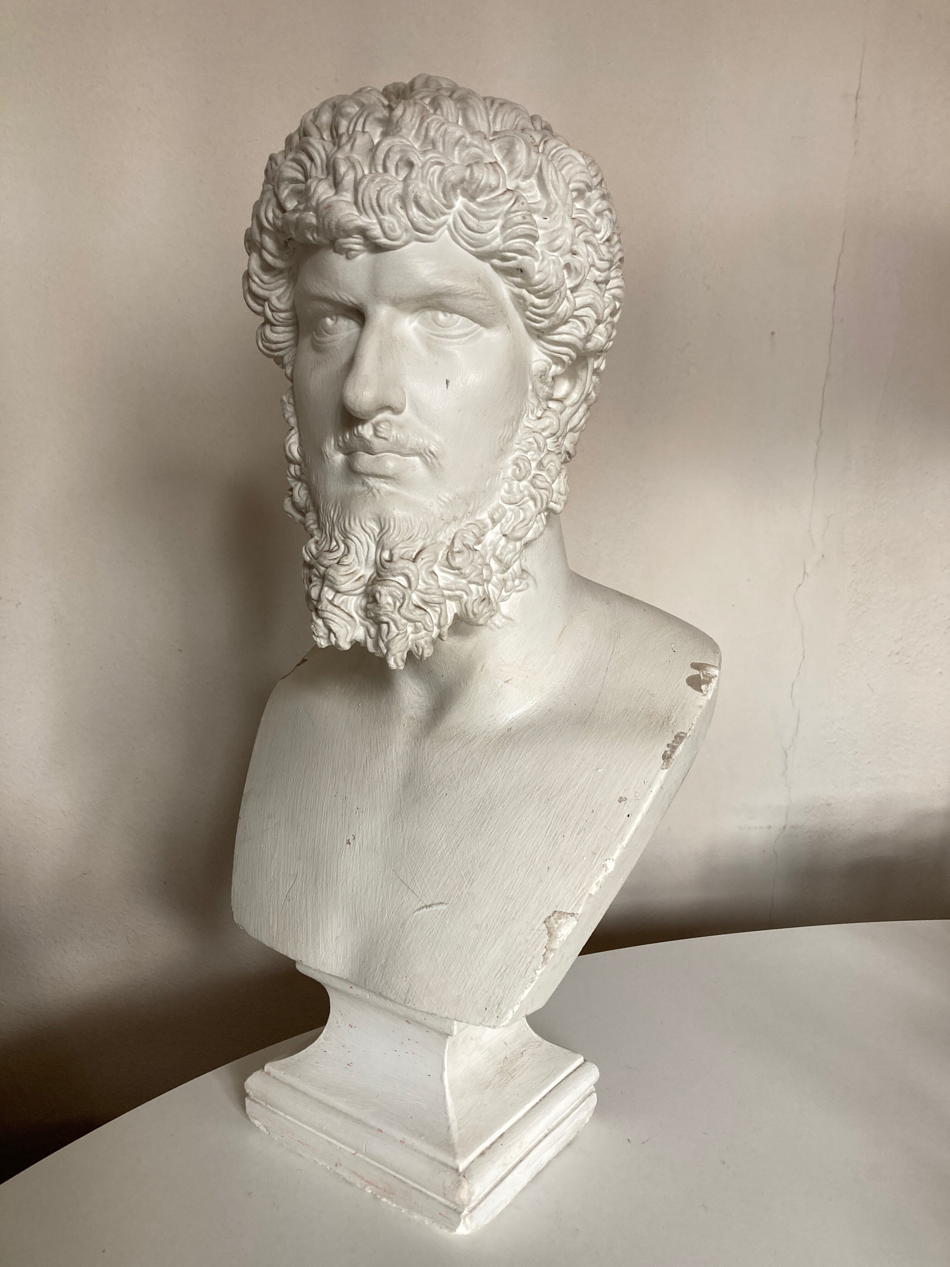 Greco-Roman bust in full plaster of Emperor Lucius Verus Borghese collection