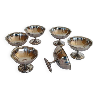 Set of 6 large ice cream cups, in 18/10 stainless steel (ref 17)