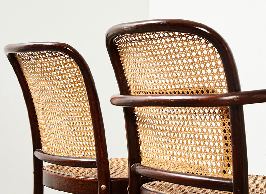 Josef Hoffmann set of 6 Prague Dining Chairs for Drevounia Czechoslovakia 1970s